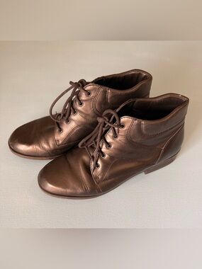 Hillard & Hanson Black Leather Oxford Boots, Women’s Size 8